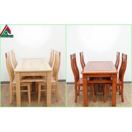 Bàn ăn gỗ sồi 4 ghế mặt liền