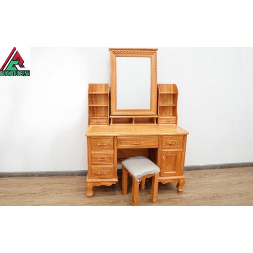 Bàn Trang điểm gỗ gõ đỏ đẹp hiện đại 1m1