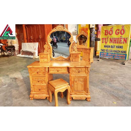 Bàn Trang điểm gỗ gõ đỏ hiện đại