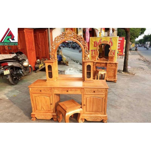 Bàn Trang điểm gỗ gõ đỏ nguyên khối