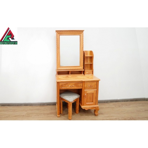 Bàn Trang Điểm Gỗ Gõ Đỏ 0.8m Gương Mở BP24