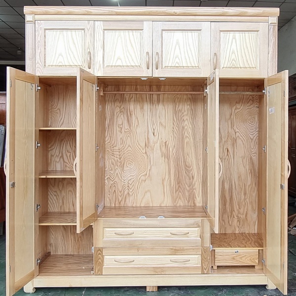 Tủ áo gỗ sồi  3 buồng 2 tầng