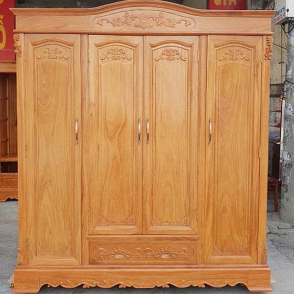 Tủ quần áo gỗ gõ đỏ 2m đẹp